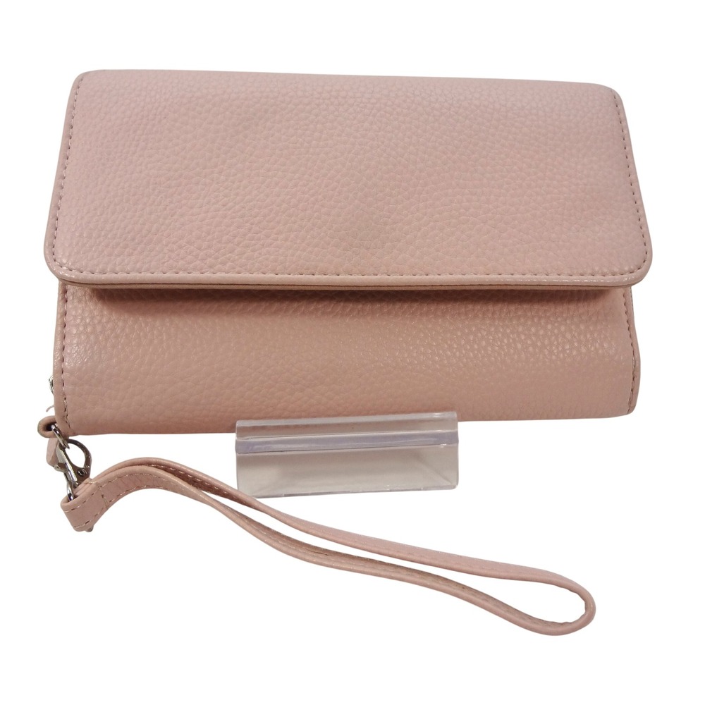 Safe Keeper Pink Pebble Faux‎ Leather Clutch Wallet Wristlet With Multiple Slots